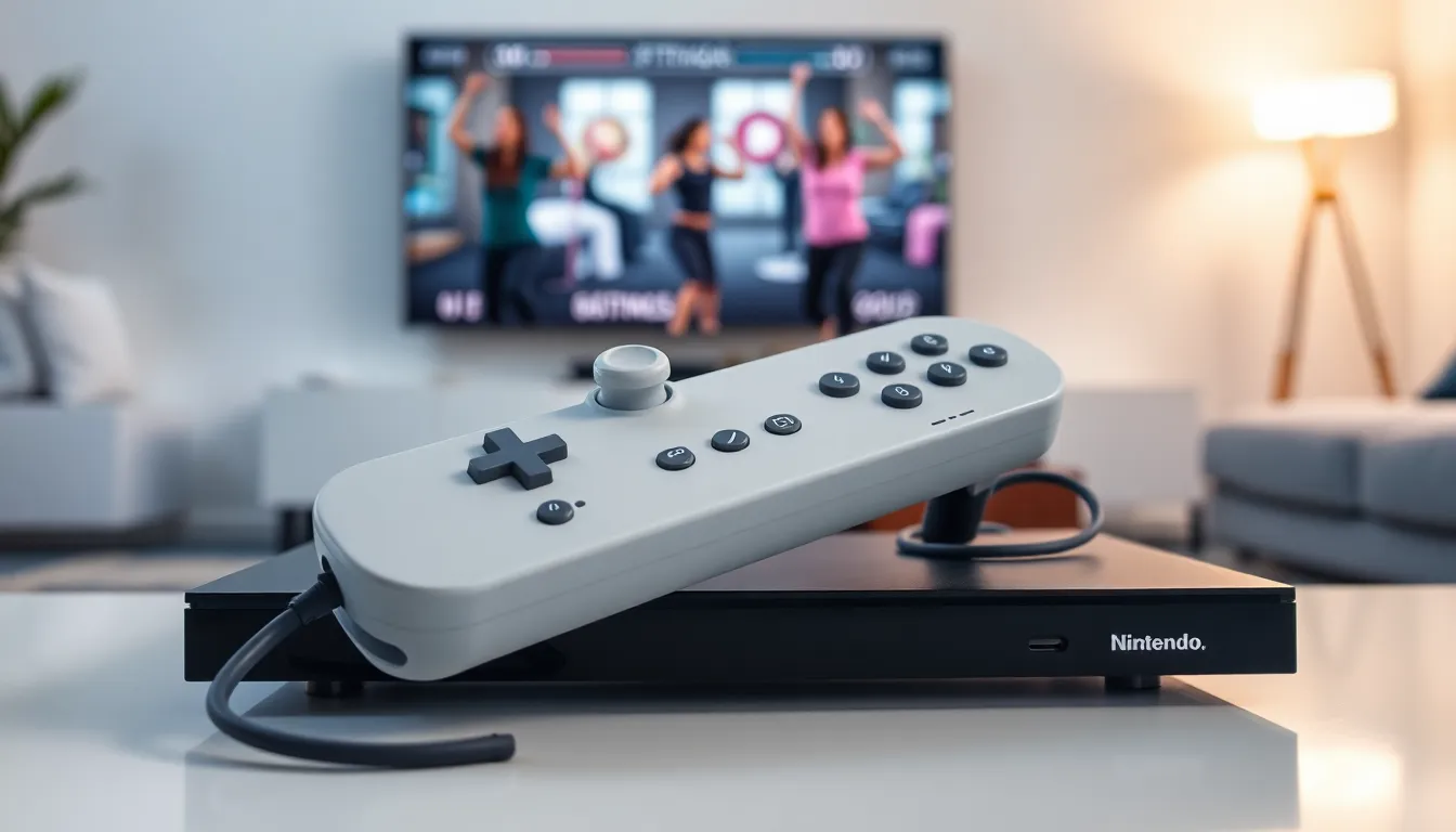 Nintendo Wii Remote Plus controller in a modern gaming setup.